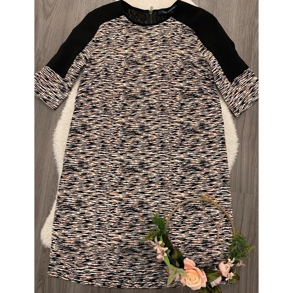 French Connection Multi Coloured 3/4 Sleeve Size 4 Shift Dress - Picture 4 of 17